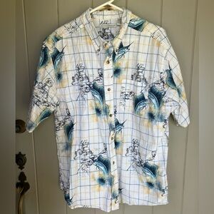 Knightsbridge sword fish map collar tee